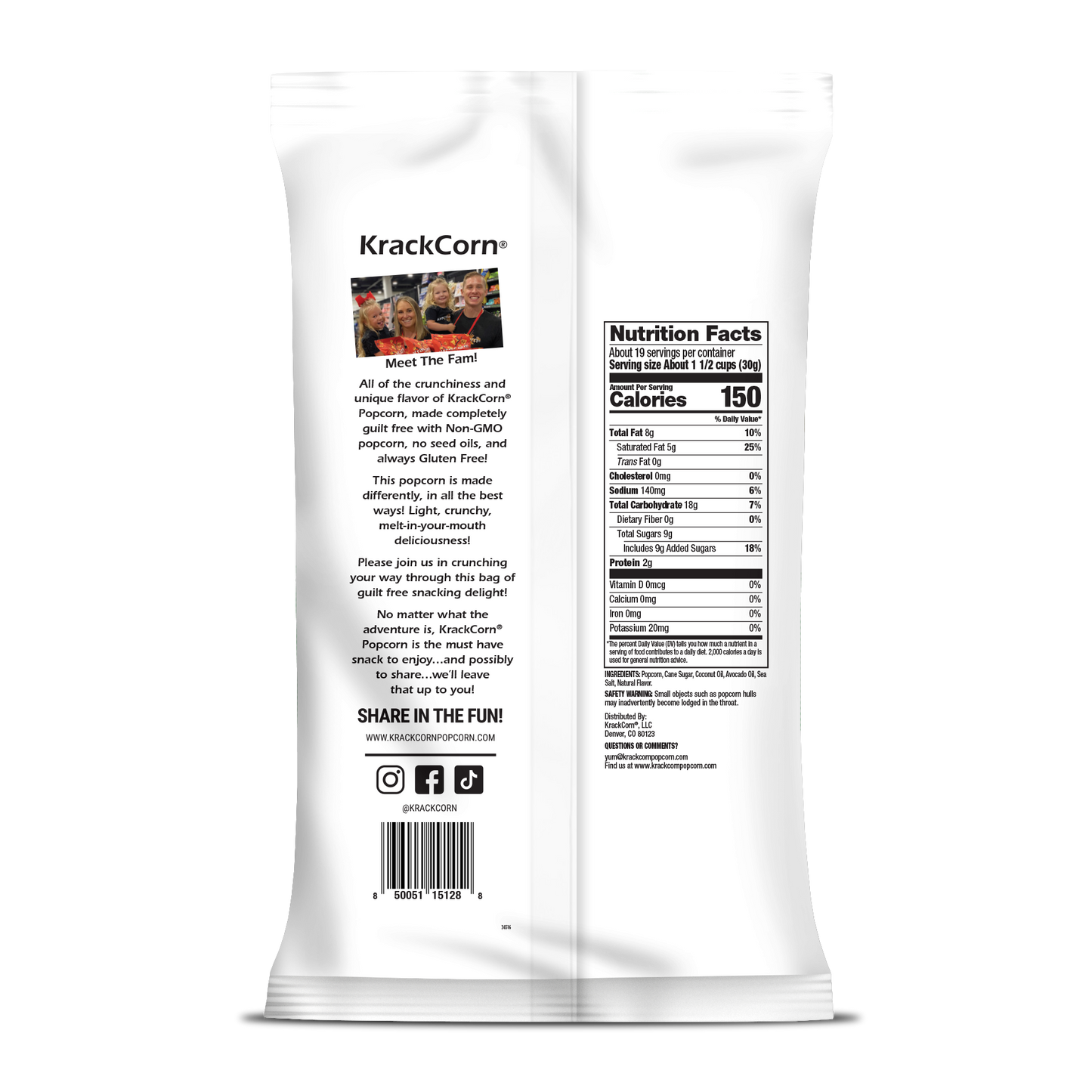 KrackCorn® Popcorn 20oz XL Salted Vanilla Kettle Corn