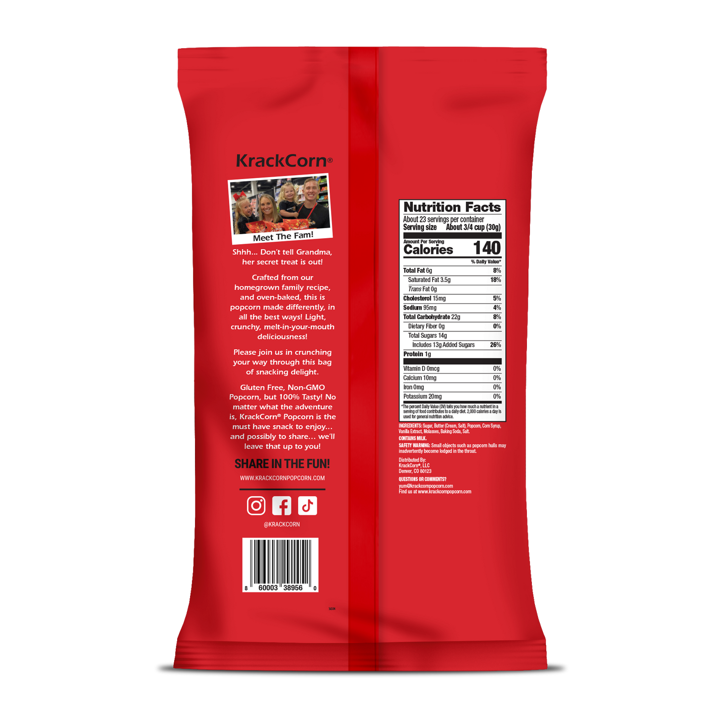 KrackCorn® Popcorn 24oz XL Original Crunchy Caramel