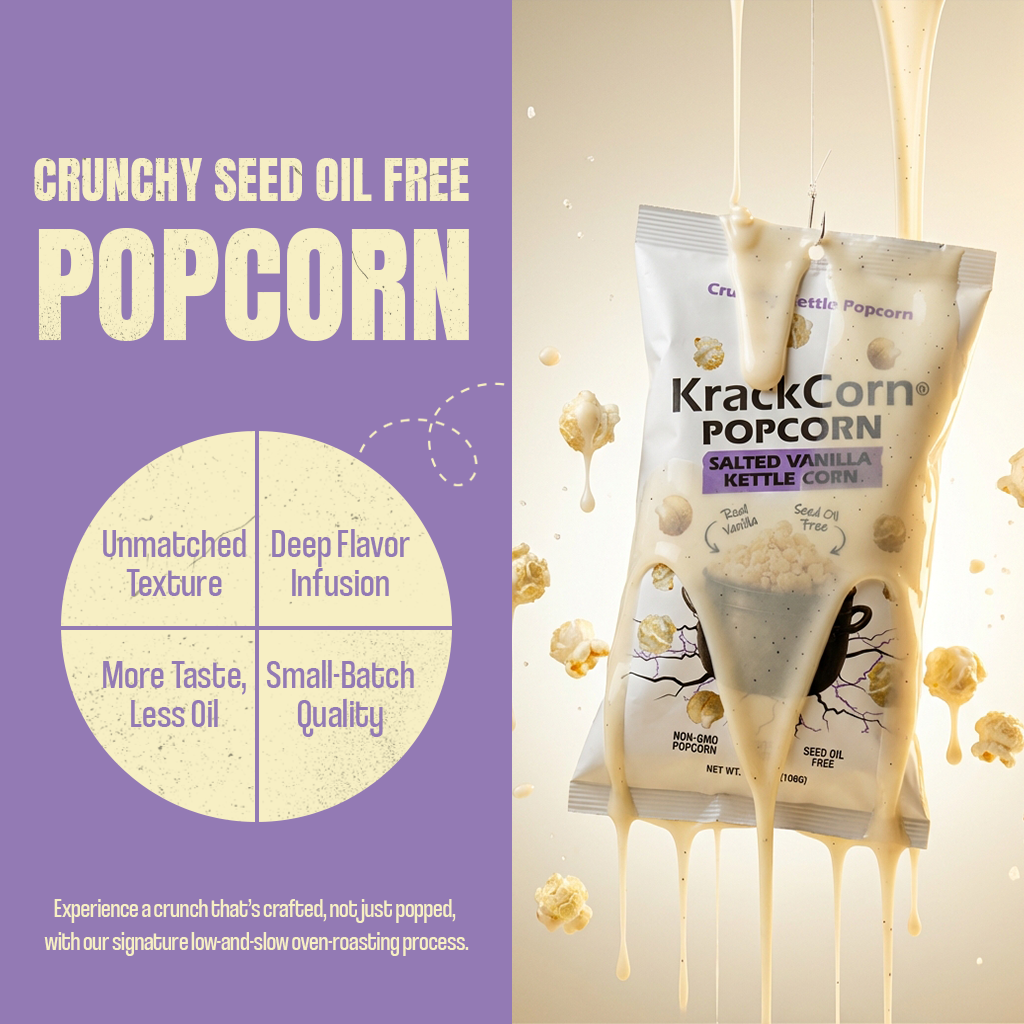 KrackCorn® Popcorn 1.25oz Salted Vanilla Kettle Corn Snack Pack - 12 pack