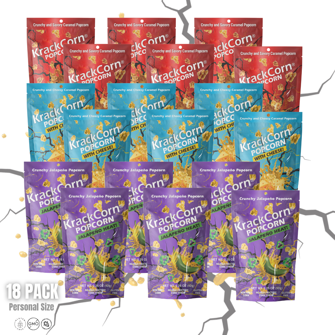 KrackCorn® Popcorn 3 Flavor Personal Size - 18 PACK PARTY!