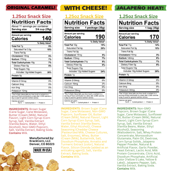 KrackCorn® Popcorn 3 Flavor Snack Size - 12 pack