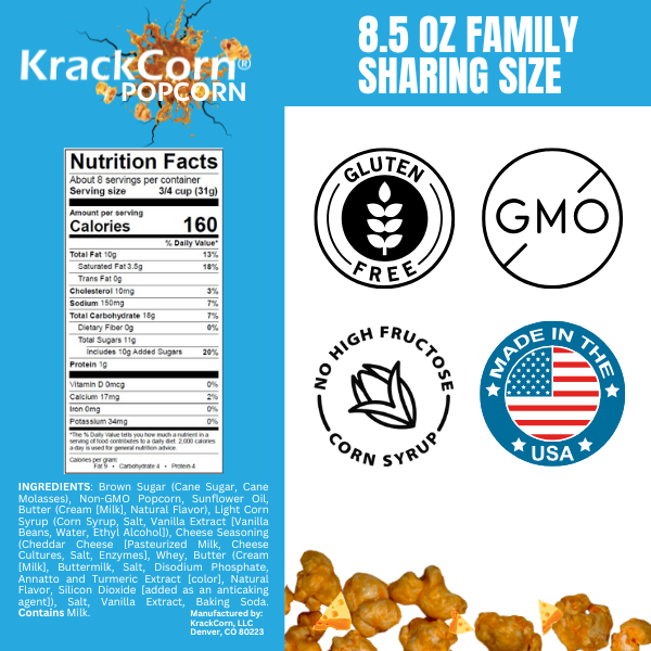 KrackCorn® Popcorn Large 5-Bag Variety Pack+FREE Bag and FREE Shipping!