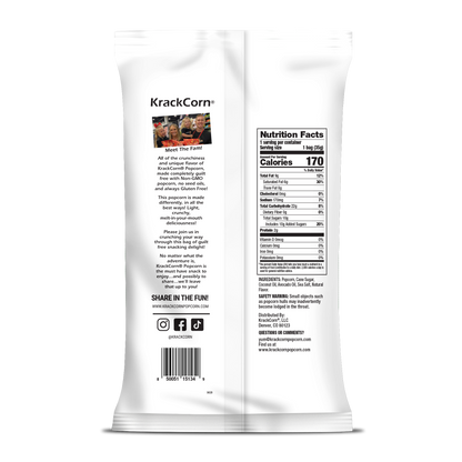 KrackCorn® Popcorn 1.25oz Salted Vanilla Kettle Corn Snack Pack - 12 pack