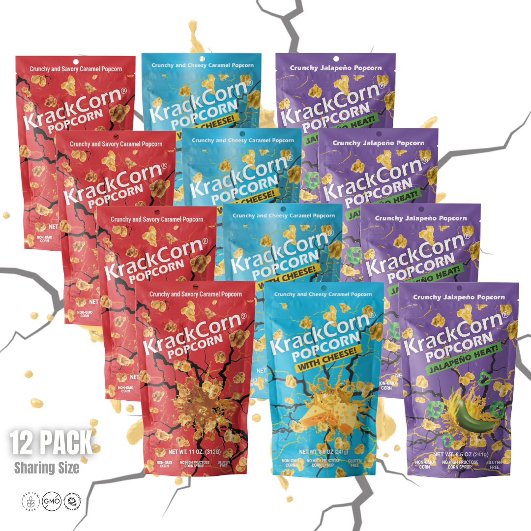 KrackCorn® Popcorn 3 Flavor Sharing Size - 12 PACK PARTY!