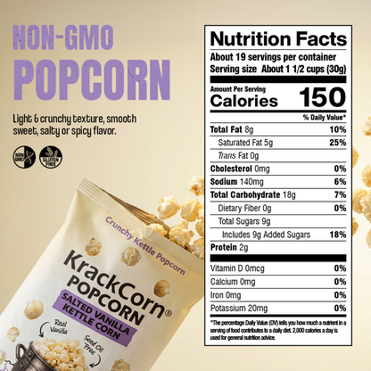 KrackCorn® Popcorn 20oz XL Salted Vanilla Kettle Corn
