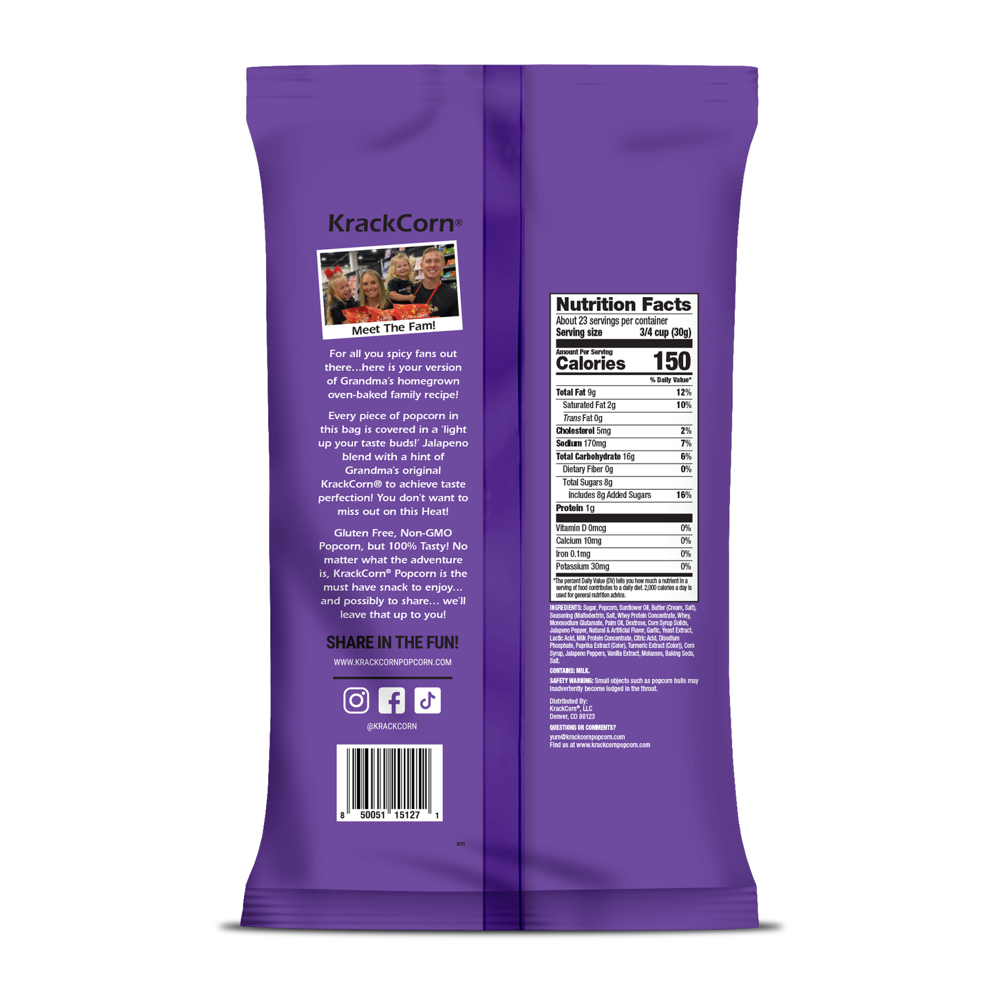 KrackCorn® Popcorn 24oz XL Jalapeno Heat!