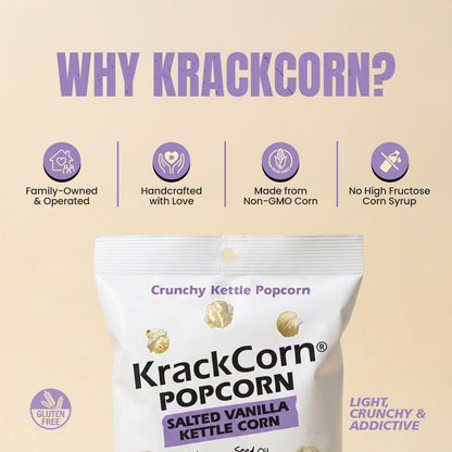 KrackCorn® Popcorn 1.25oz Salted Vanilla Kettle Corn Snack Pack - 12 pack