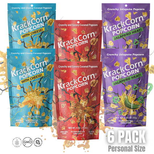 KrackCorn® Popcorn 3 Flavor Personal Size - 6 pack