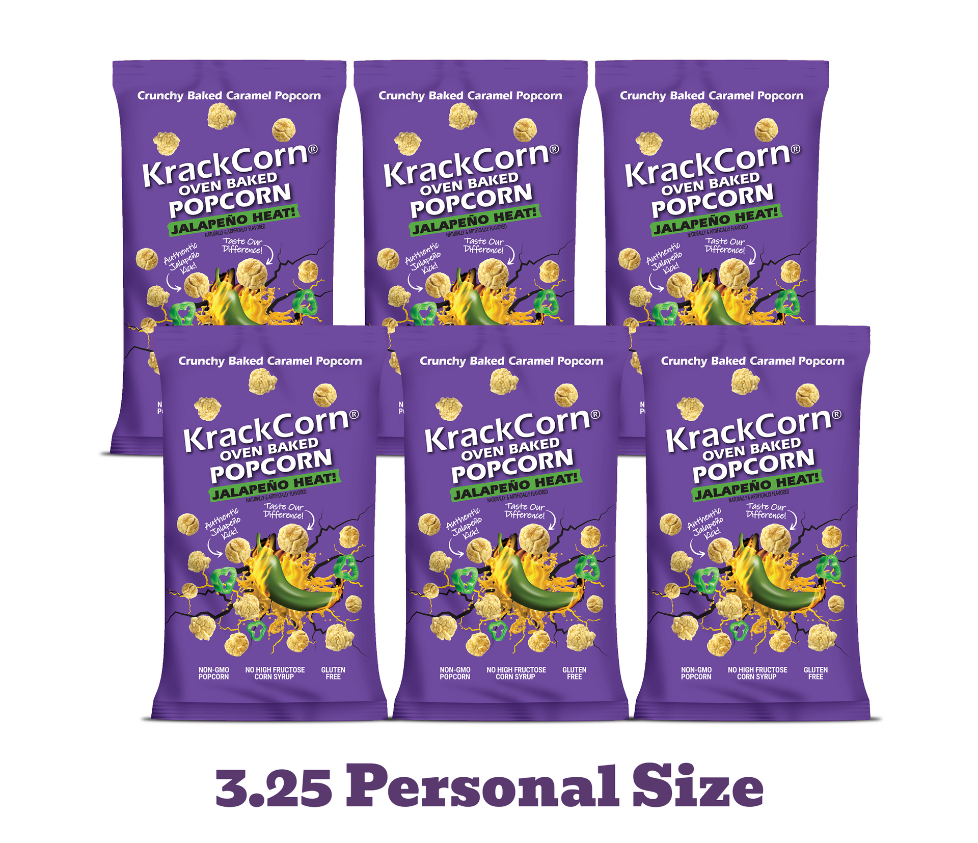 Jalapeno Heat 3.25oz Personal Size - 6 pack – KrackCorn Popcorn