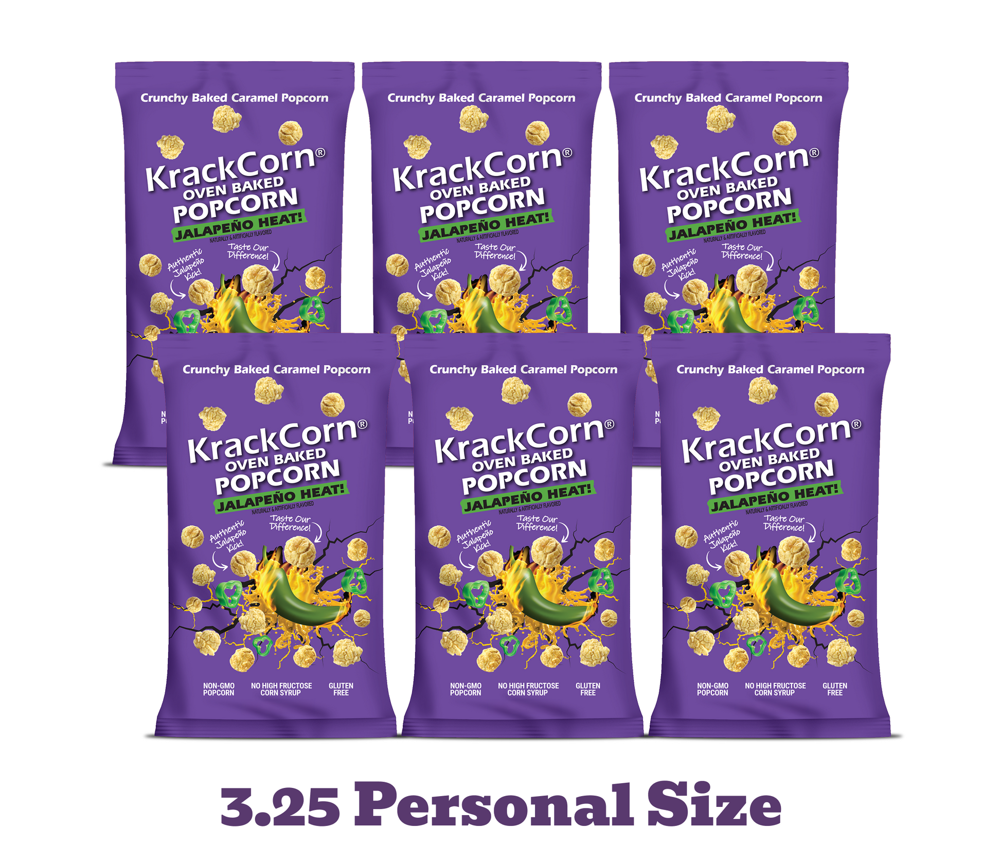 Jalapeno Heat 3.25oz Personal Size - 6 pack – KrackCorn Popcorn